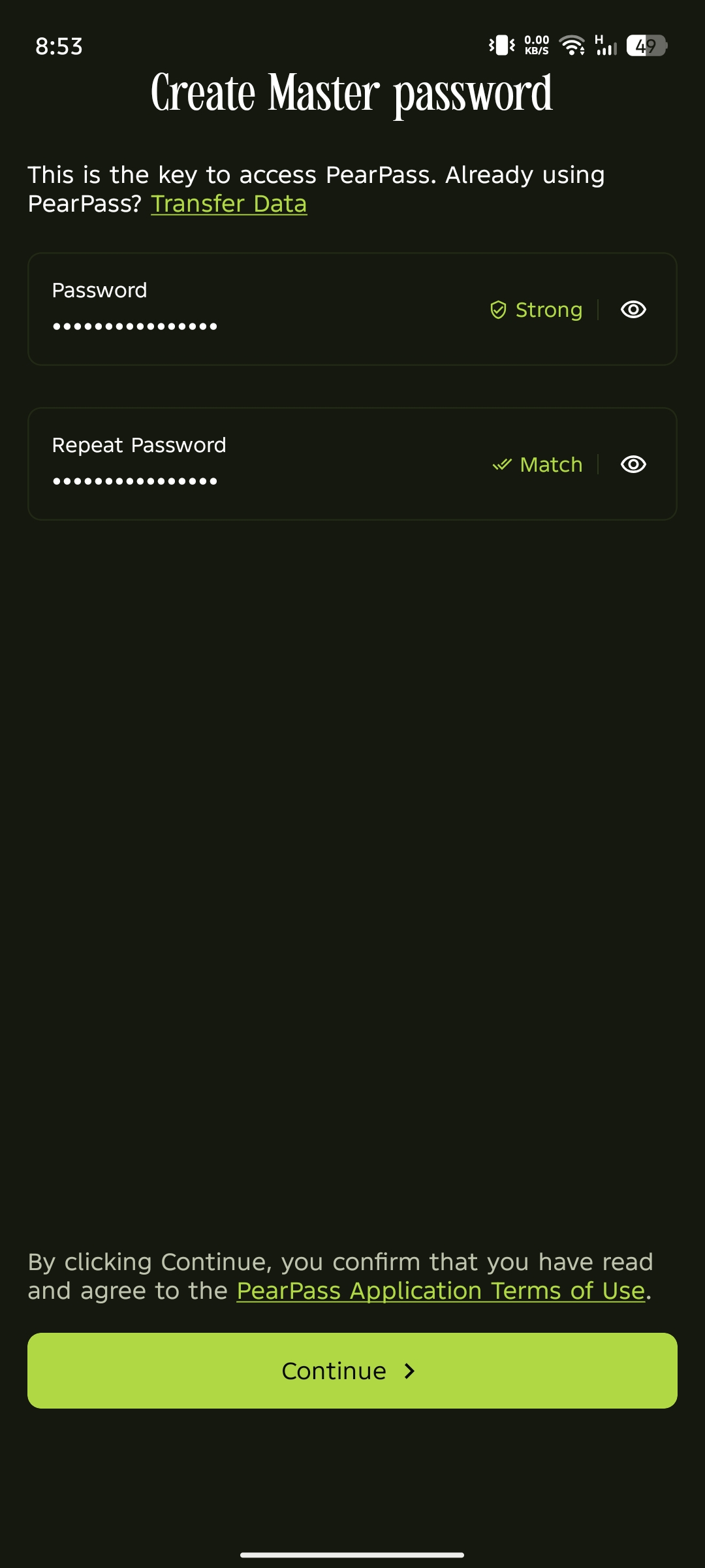 Mobile password entry